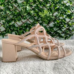 Block heel sparkly sandals
